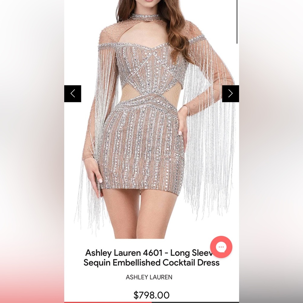 Long Sleeve Sequin Embellished Cocktail Dress